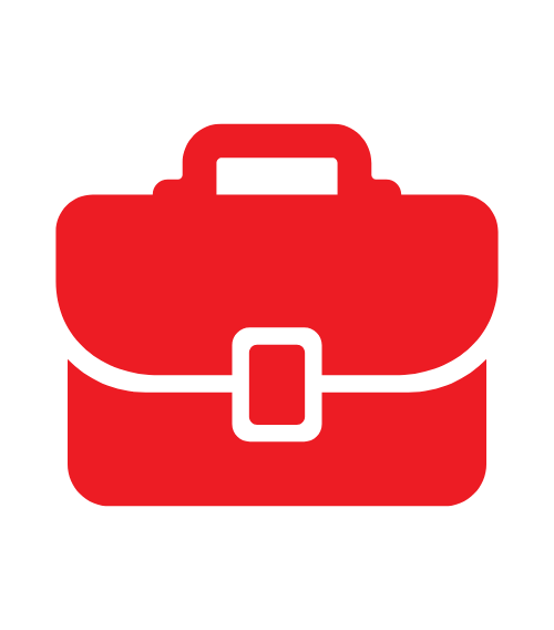 Red graphic of a briefcase