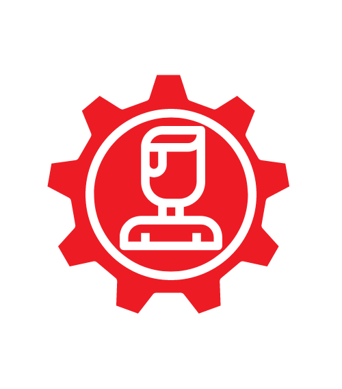 Graphic of person inside a gear