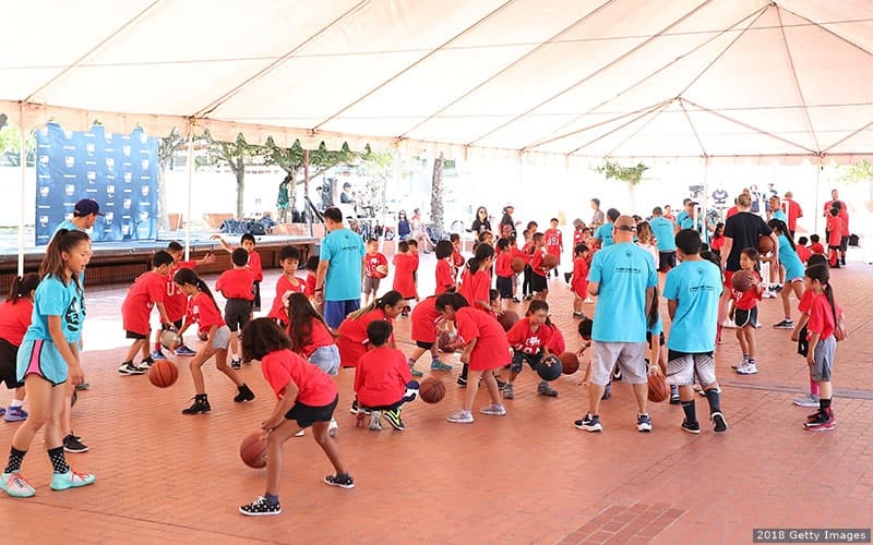 Guests attend the Team USA athlete celebration of the two year countdown to the 2020 Olympic Games in Tokyo at a Youth Sports Clinic at the Japanese American Community Center on July 24, 2018 in Los Angeles, California.