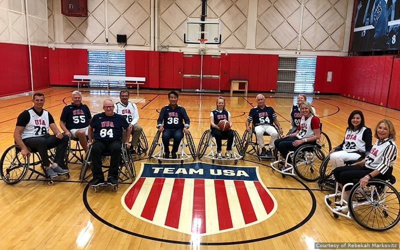 USOPF board members and trustees try wheelchair basketball