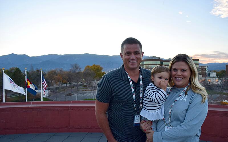 Josh and Carrie Helland with their daughter, 14-month-old Georgina, at the inaugural OTC VIP Weekend.