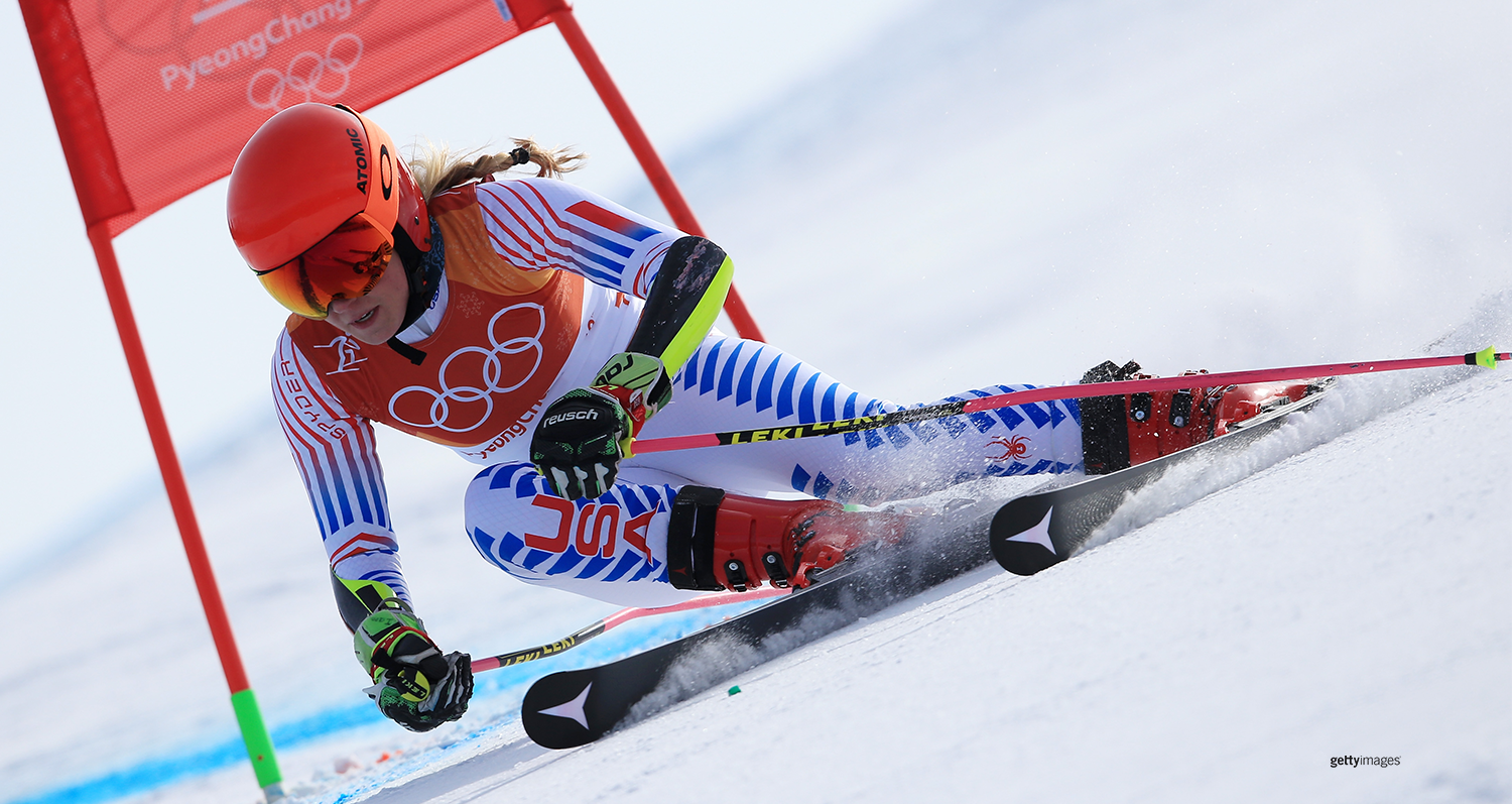 Mikaela Shiffrin competes during the Ladies' Giant Slalom at the Winter Olympic Games PyeongChang 2018 on Feb. 15, 2018 in Pyeongchang-gun, South Korea.