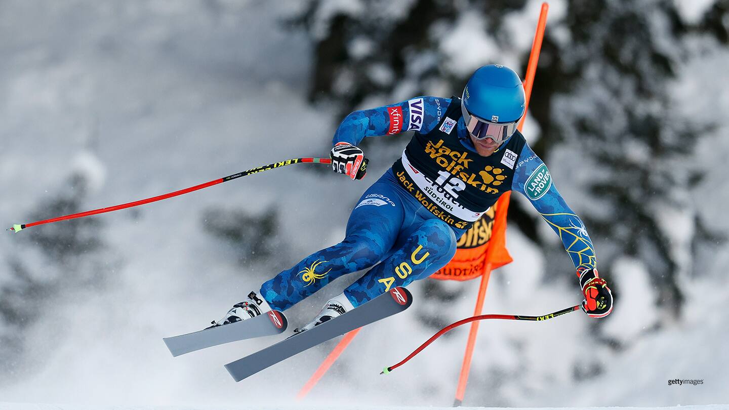 Ryan Cochran-siegle in action during the Audi FIS Alpine Ski World Cup Men's Downhill on Dec. 19, 2020 in Val Gardena, Italy.