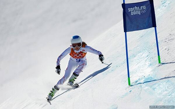 Julia Mancuso practices in Sochi