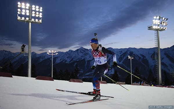 Lowell Bailey competes in Sochi