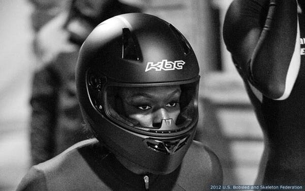 Aja Evans about to bobsled