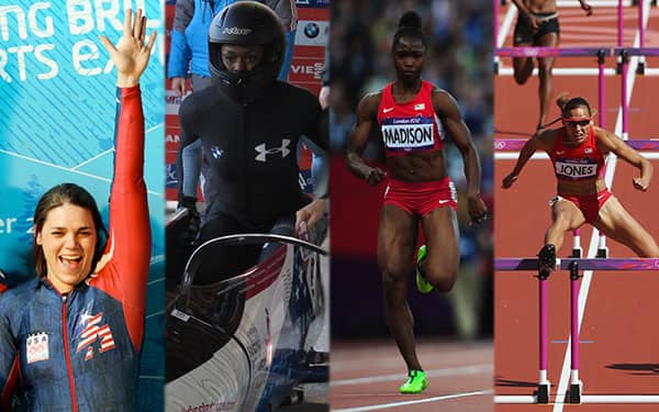 Emily Azevedo, Aja Evans, Tianna Madison, Lolo Jones