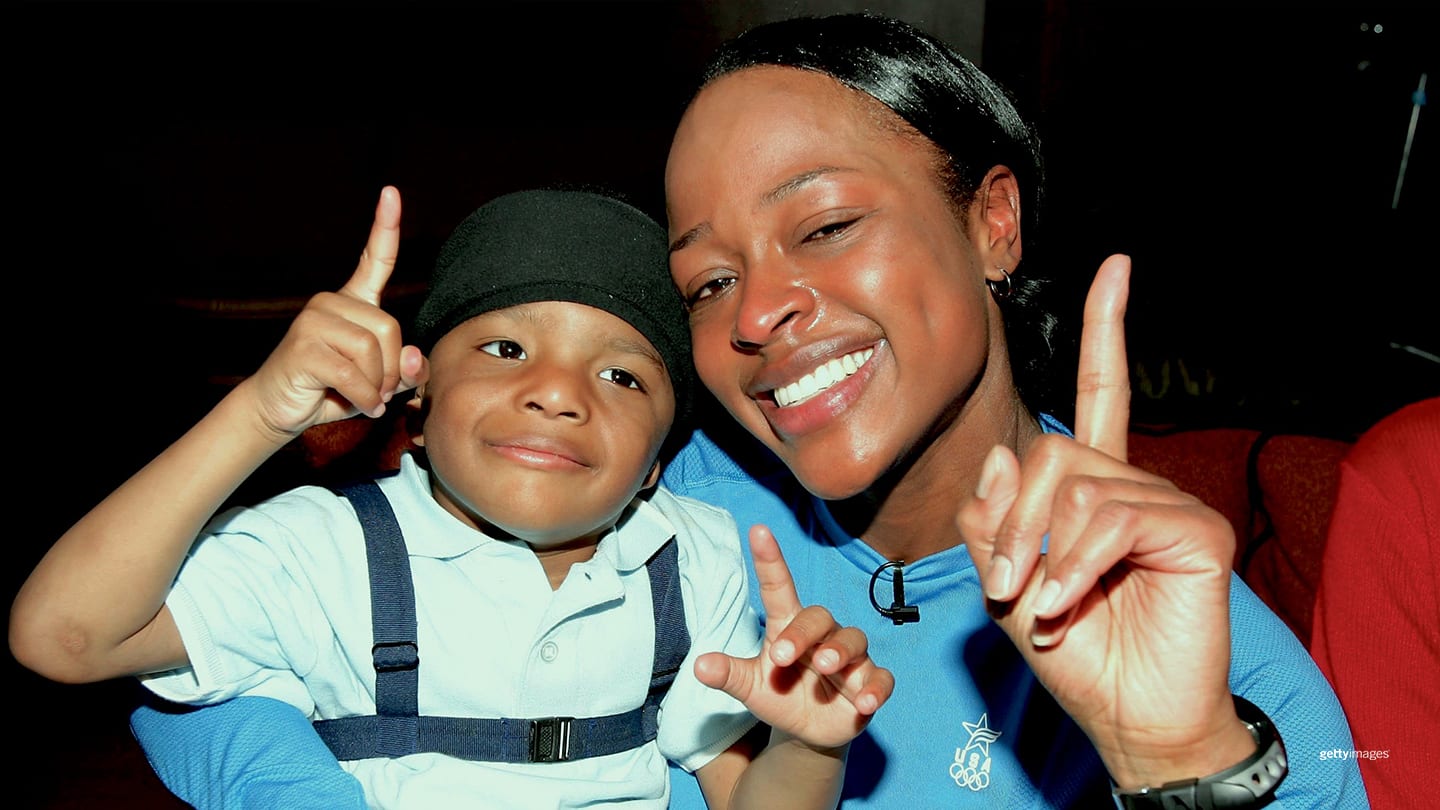 Vonetta Flowers and her son, Jordan