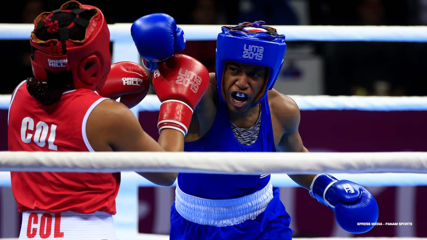 Naomi Graham squares off against her opponent in the Women's Middle (69-75kg) Finals in Lima, Peru in 2019. 
