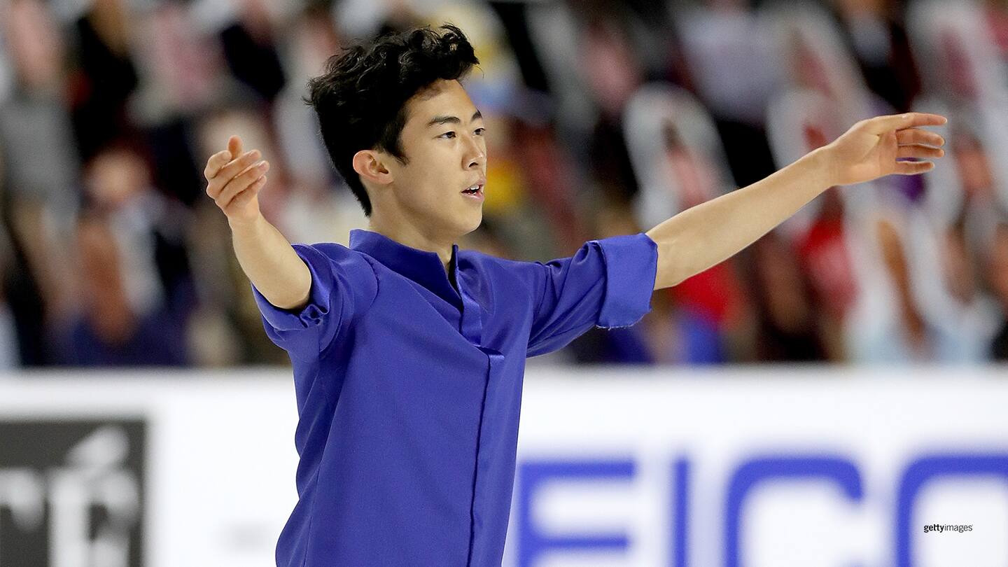 Nathan Chen skates in the Men's Free Skate during the ISU Grand Prix of Figure Skating at Orleans Arena Oct. 24, 2020 in Las Vegas, Nevada.