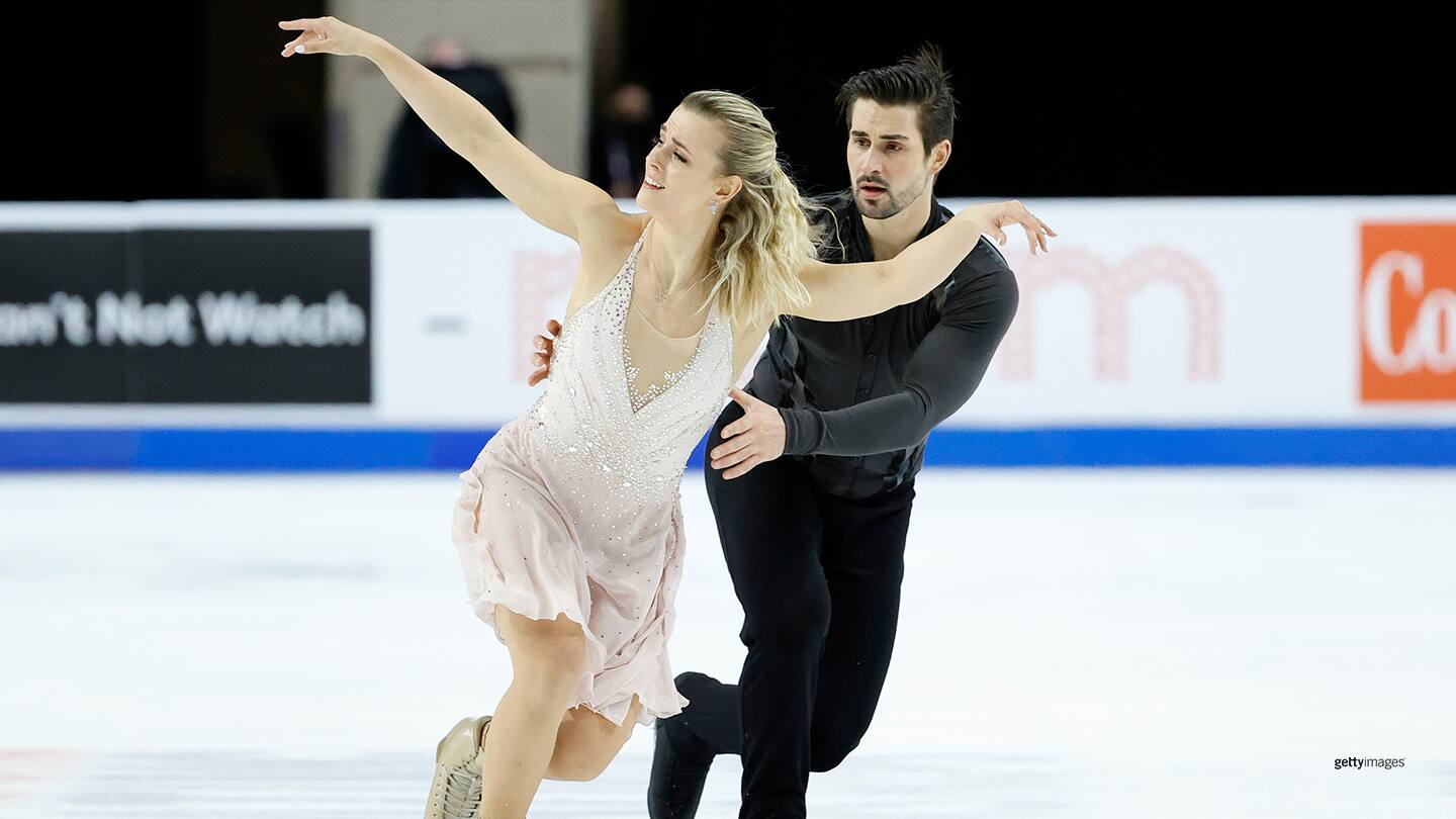 Madison Hubbell and Zachary Donohue compete during the U.S. Figure Skating Championships at the Orleans Arena on Jan. 16, 2021 in Las Vegas, Nevada.