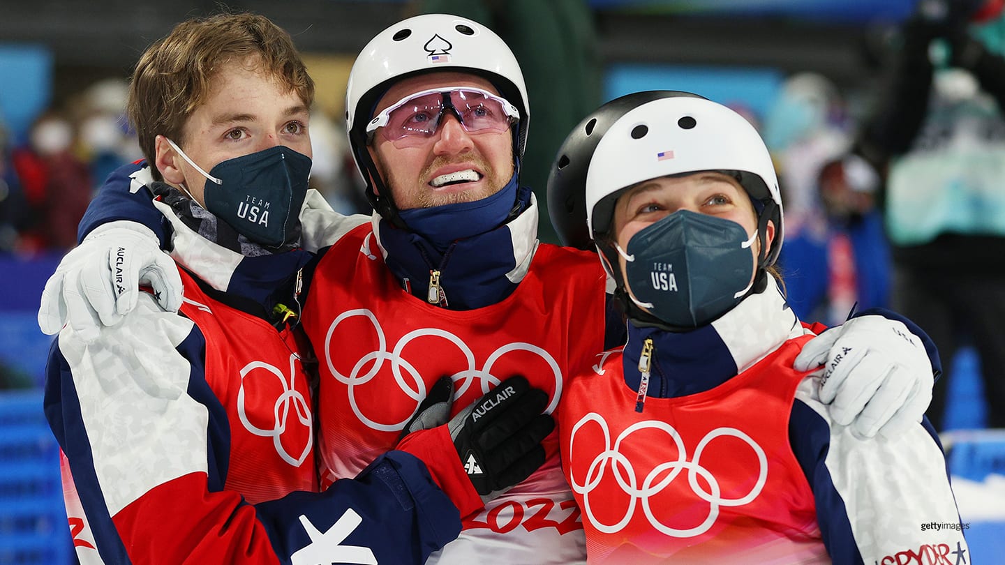 Christopher Lillis, Justin Schoenefeld and Ashley Caldwell