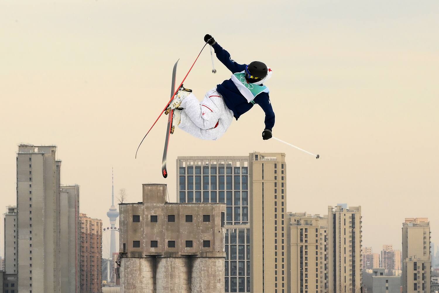 Mac Forehand performs a trick during the men's freestyle skiing big air qualification.