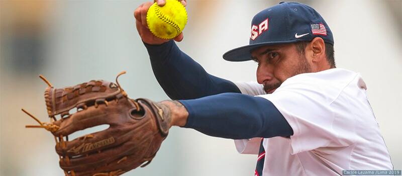 Tony Mancha from USA pitches against Venezuela