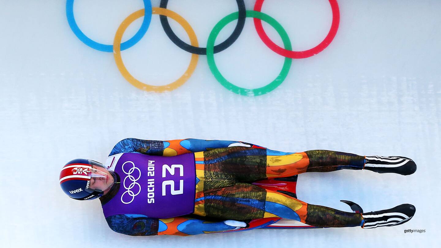 Chris Mazdzer makes a run during the men's luge training session ahead of the Sochi 2014 Winter Olympics on Feb. 6, 2014 in Sochi, Russia.