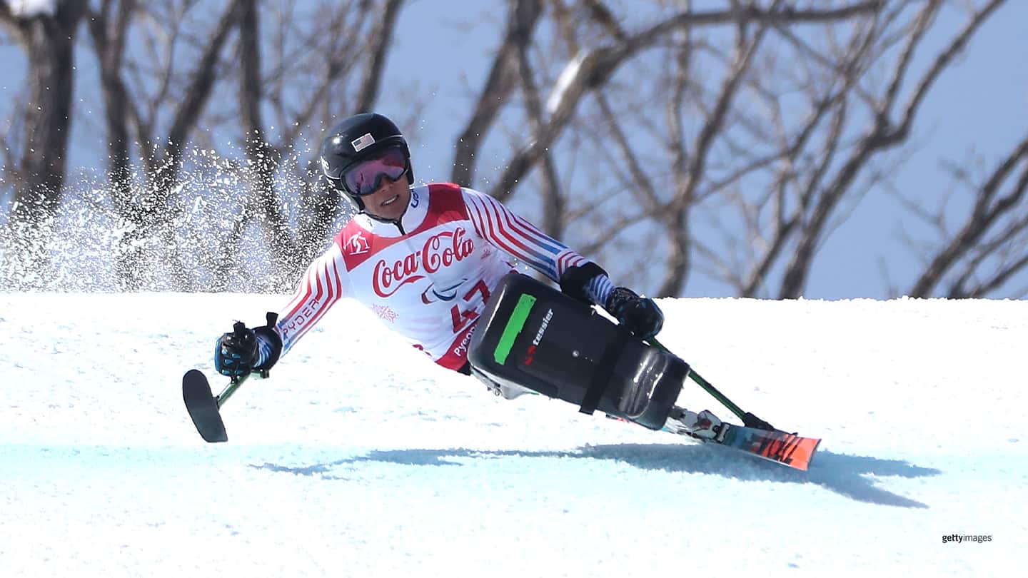 Andrew Kurka competes in the Alpine Skiing Men's Downhill, Sitting during the PyeongChang 2018 Paralympic Games on March 10, 2018 in Pyeongchang-gun, South Korea.