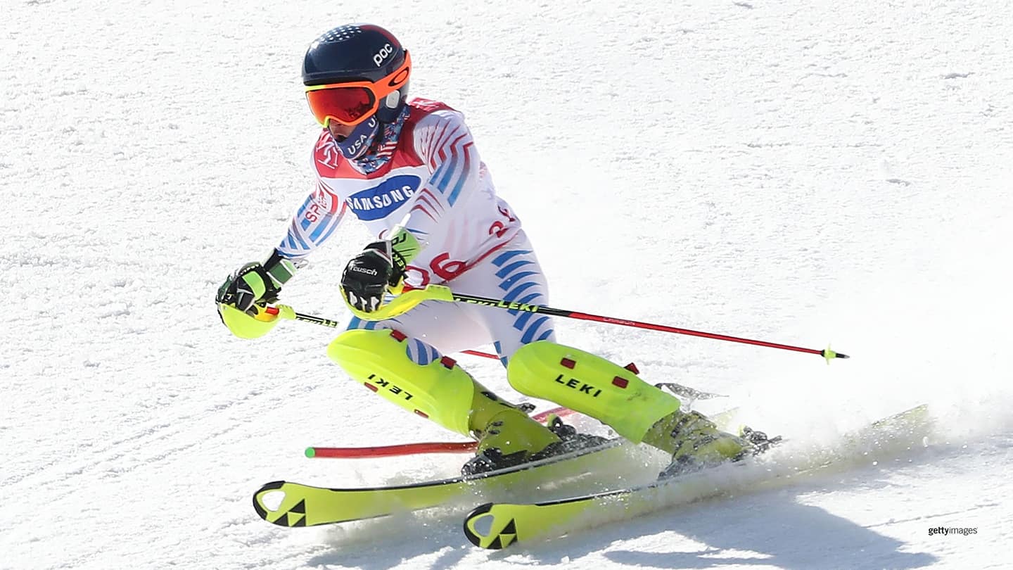 Thomas Walsh competes in the Alpine Skiing - Men's Slalom - Standing at the PyeongChang 2018 Paralympic Games on March 17, 2018 in Pyeongchang-gun, South Korea.