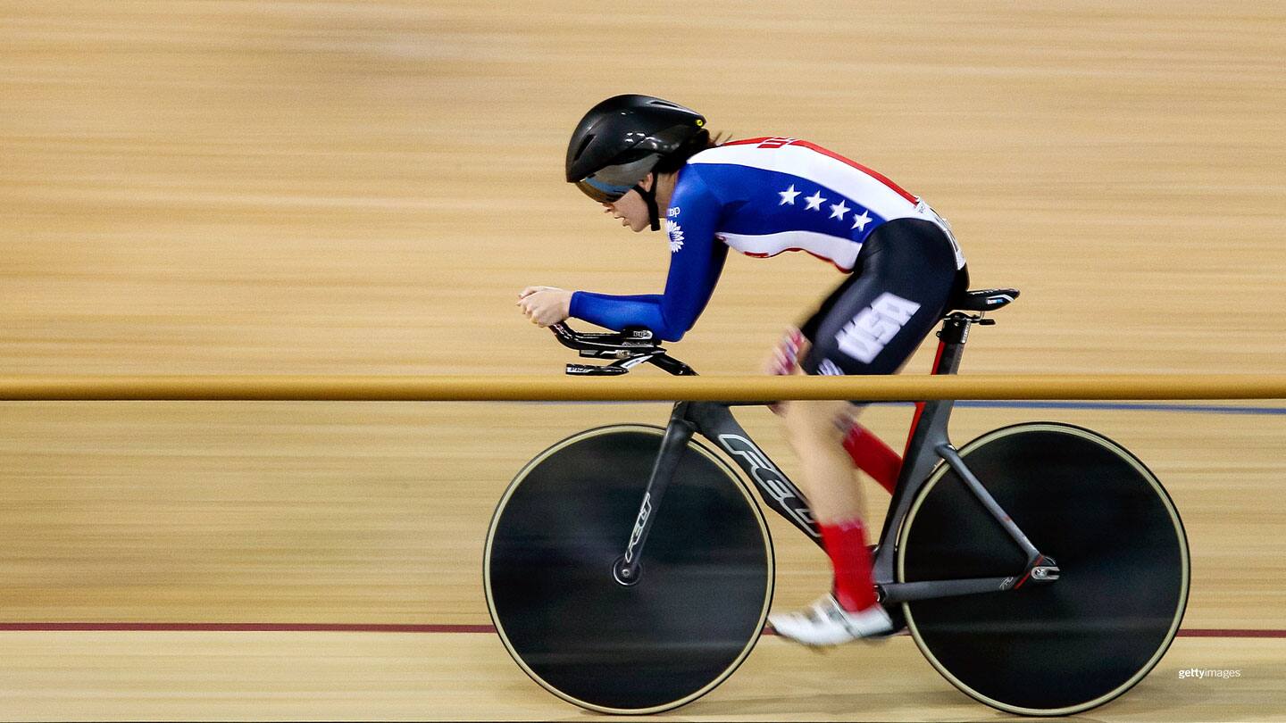  Samantha Bosco competes in the Women's C5 Individual Pursuit at the Paracycling World Championships on March 24, 2018 in Rio.