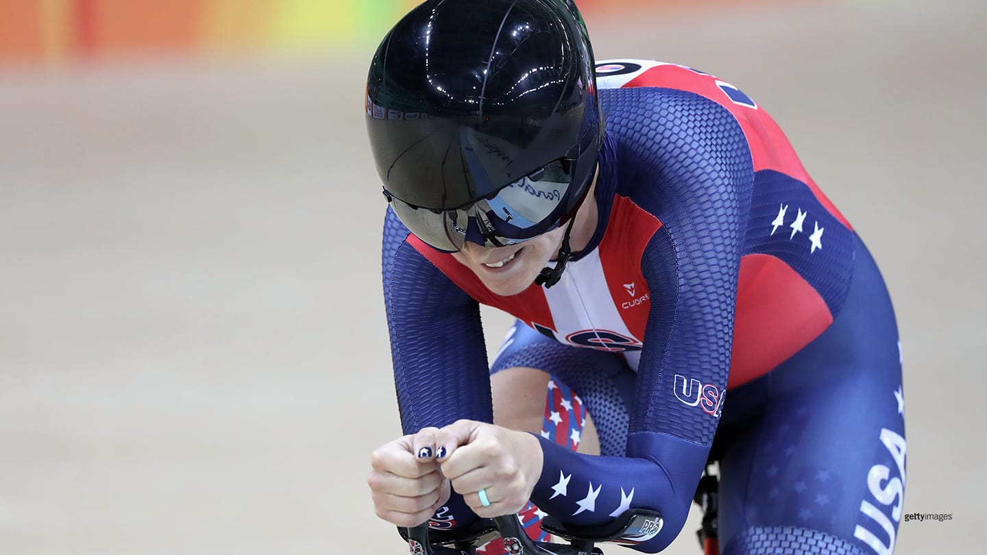 Samantha Bosco competes in the women's C5 3000m individual pursuit track cycling at the Rio 2016 Paralympic Games on Sept. 8, 2016 in Rio de Janeiro, Brazil. 