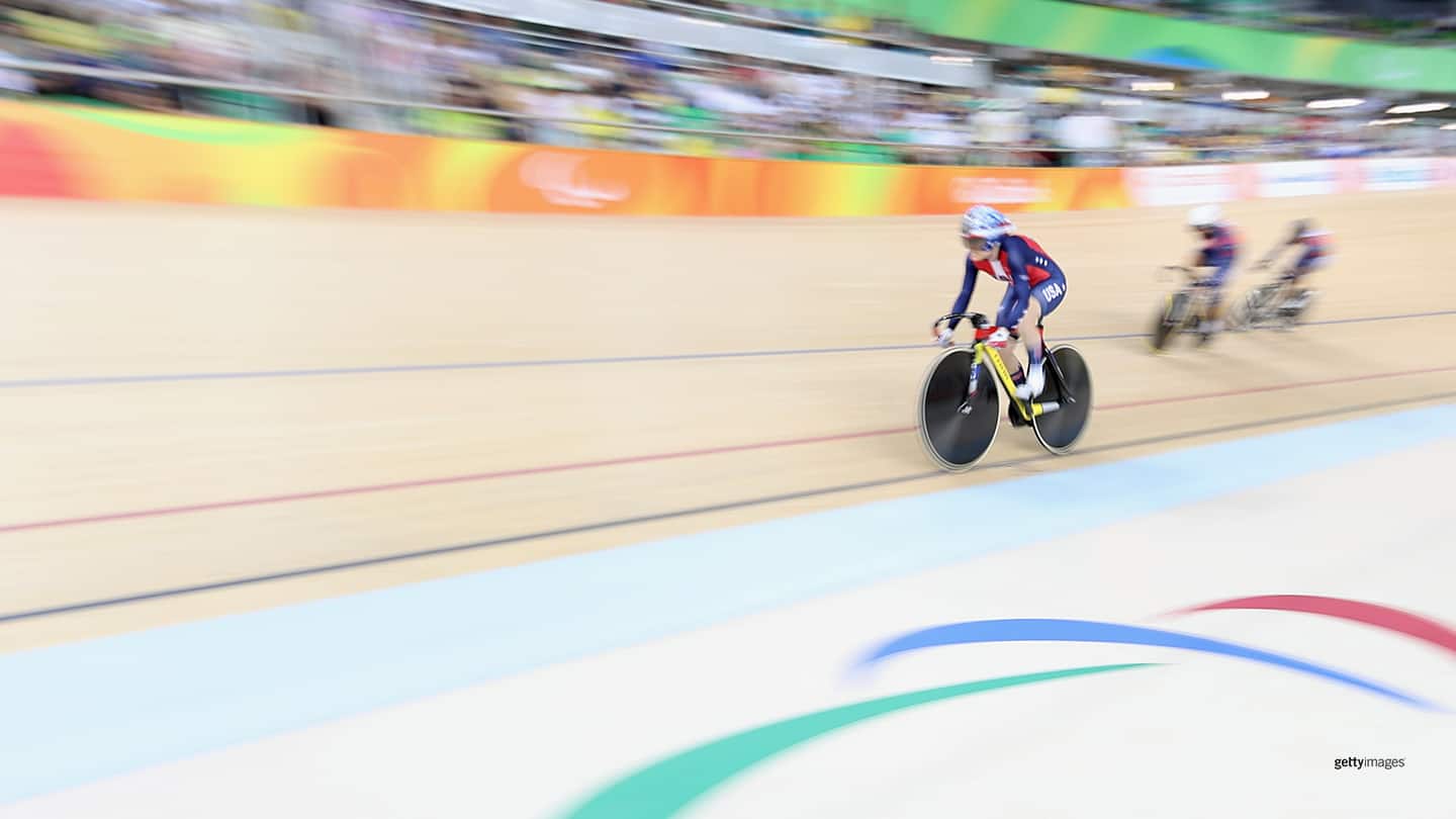 Christopher Murphy competes in the Mixed C1-5 750m Team Sprint Time Track Cycling at the Rio 2016 Paralympic Games on Sept. 11, 2016 in Rio de Janeiro, Brazil. 