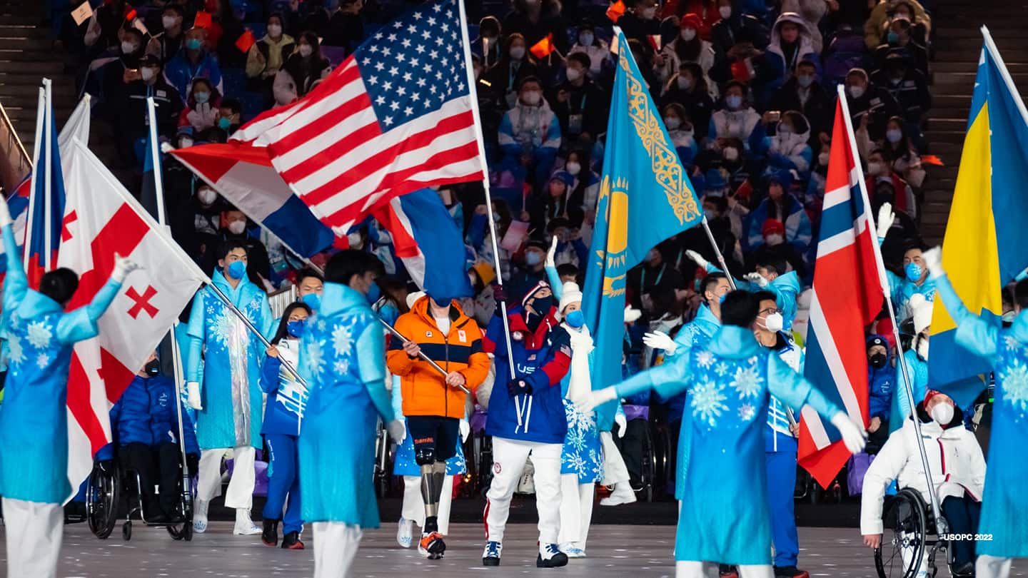 Team USA at the Closing Ceremony of the 2022 Paralympic Winter Games