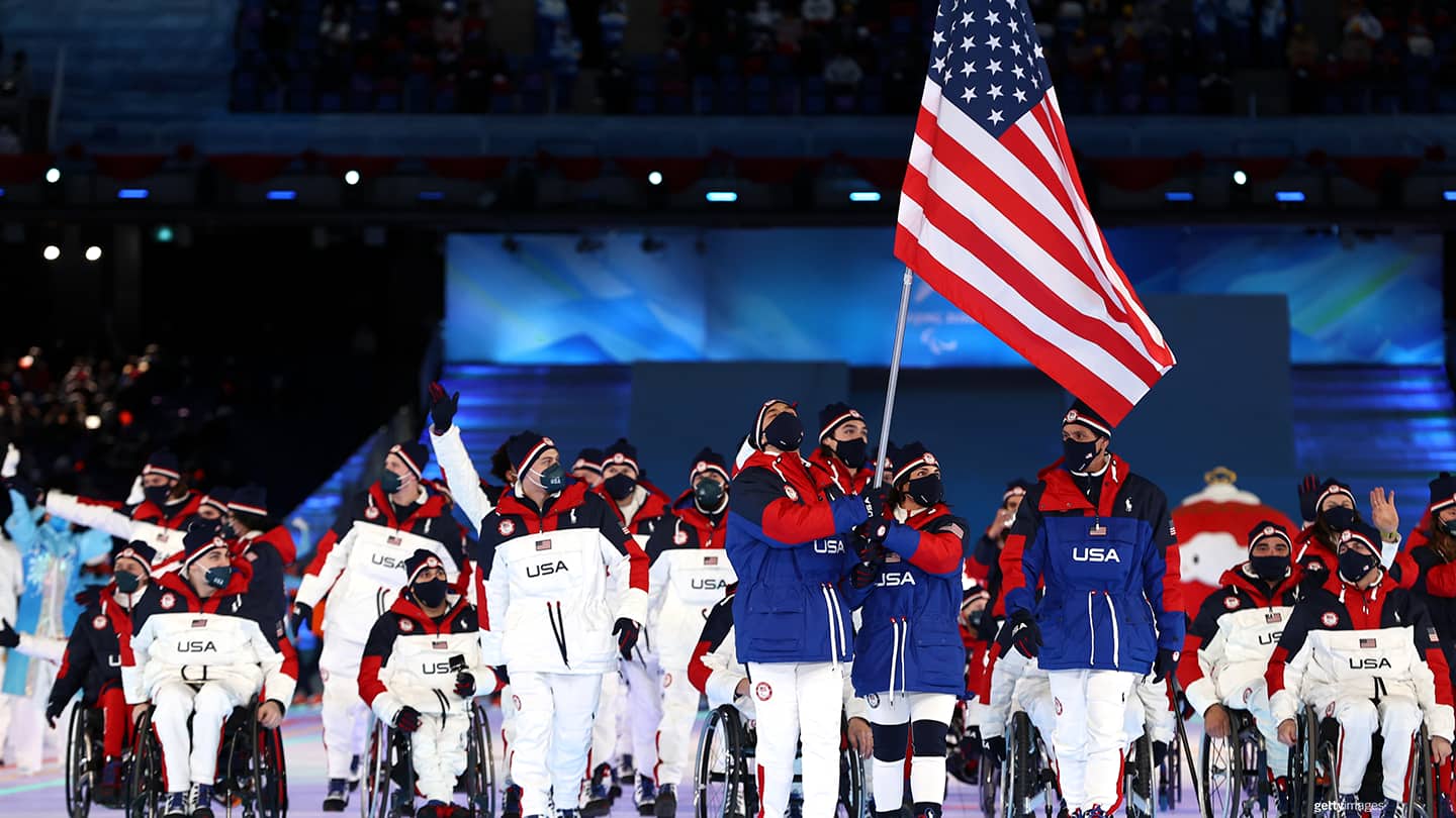 Team USA during the the Opening Ceremony of the Paralympic Winter Games Beijing 2022