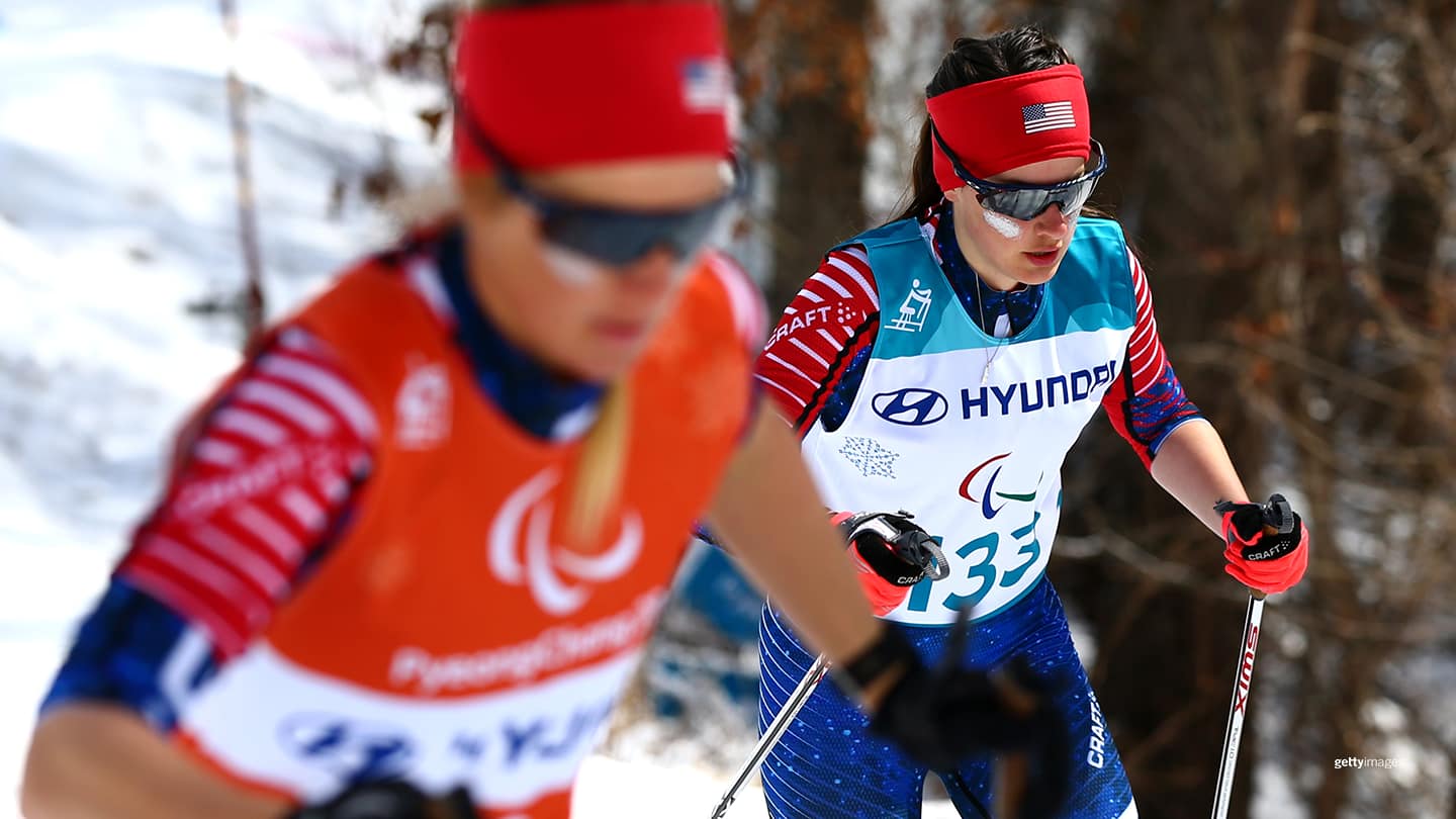 Mia Zutter and her guide Kristina Trygstad-Saari compete in the Women's 7.5 km Visually Impaired Classic at the PyeongChang 2018 Paralympic Games on March 17, 2018 in Pyeongchang-gun, South Korea