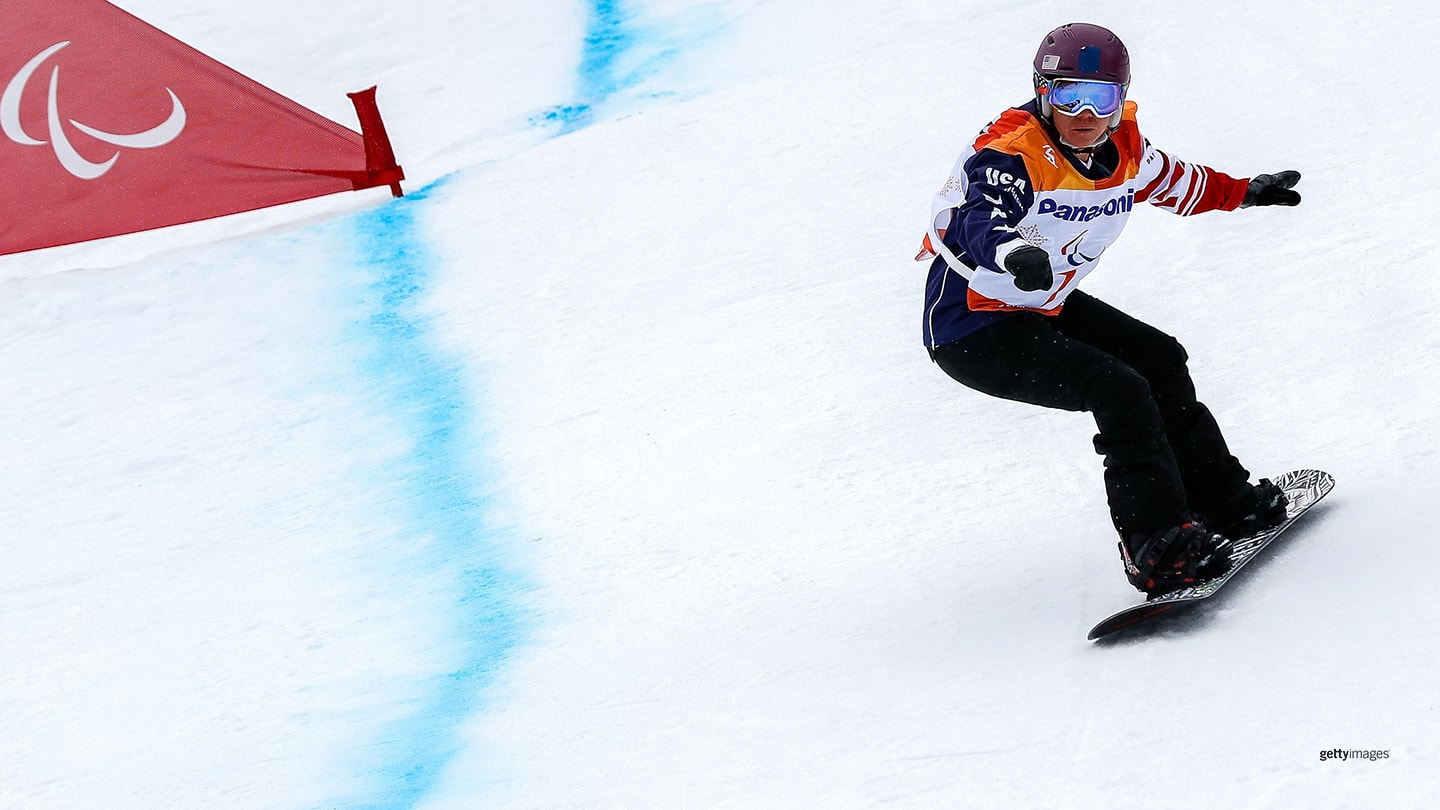 Brittani Coury competes during the Women's Banked Slalom SB-LL2 at the PyeongChang 2018 Paralympic Games on March 16, 2018 in Pyeongchang-gun, South Korea. 