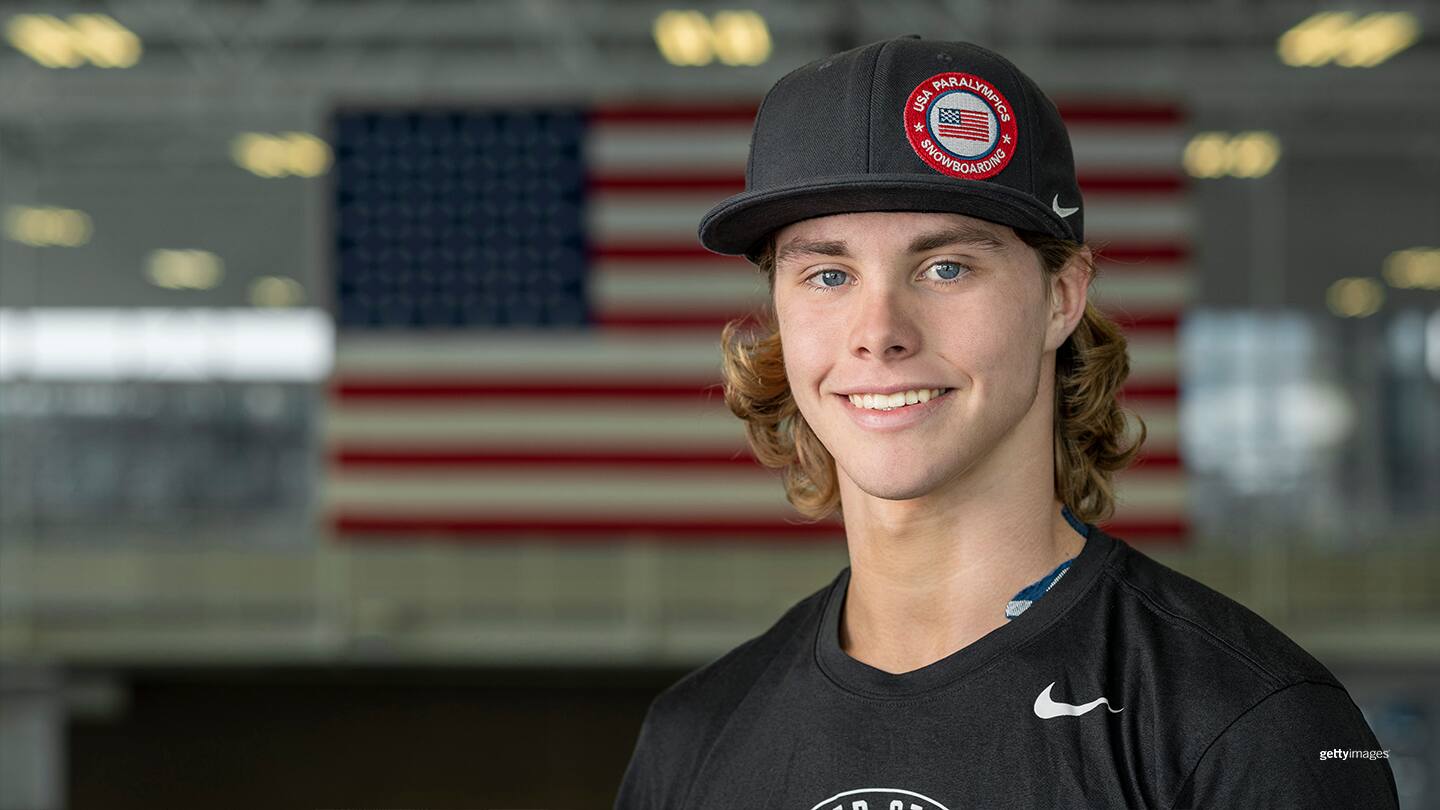 Snowboarder Garrett Geros poses for a headshot at the U.S. Olympic and Paralympic Training Center. 