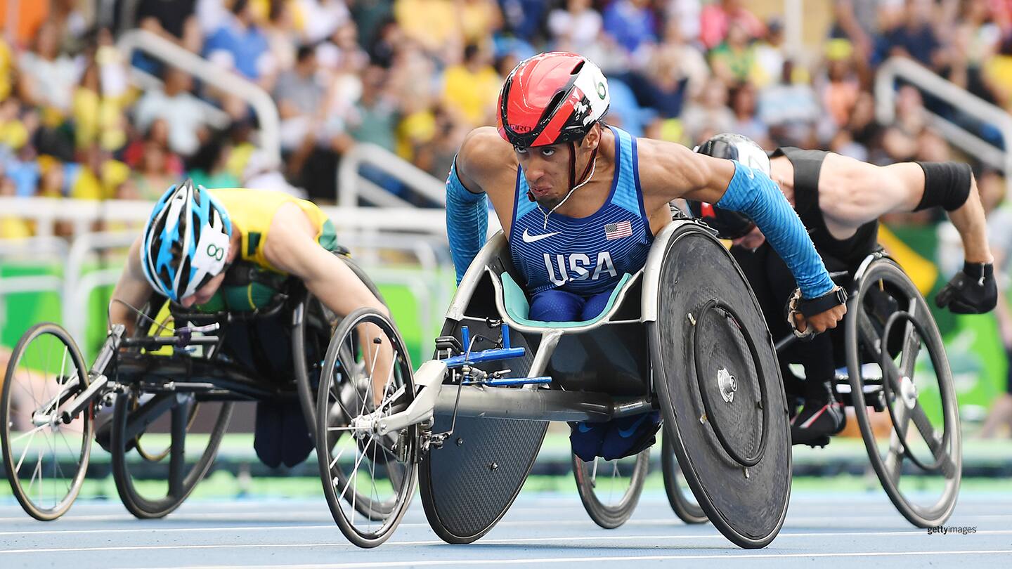 Gianfranco Iannotta competes in the men's 100m - T52 final at the Rio 2016 Paralympic Games on Sept. 10, 2016 in Rio de Janeiro, Brazil. 