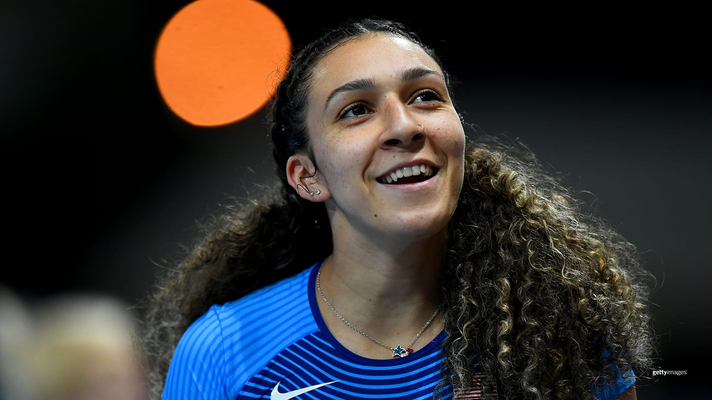 Jaleen Roberts smiles during the Women's Long Jump T37 at the IPC World Para Athletics Championships 2019 Dubai on Nov. 10, 2019 in Dubai, United Arab Emirates. 