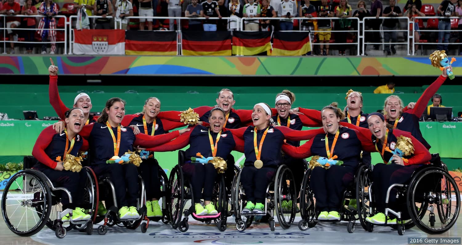 Women's Sitting Volleyball Team celebrates gold in Rio 2016. 