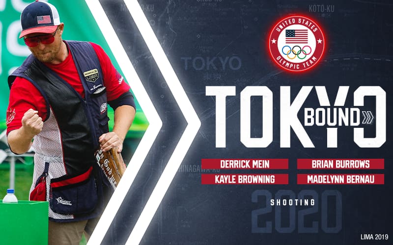 Graphic celebrating Olympic qualification of trap shooters