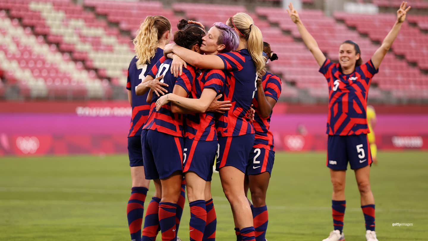 USWNT celebrates at the Olympic Games Tokyo 2020.
