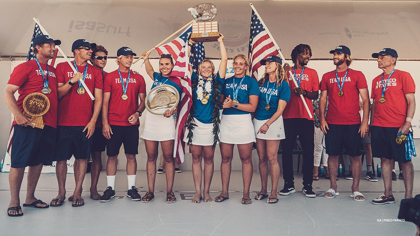 Kirra Pinkerton and Team USA surfing