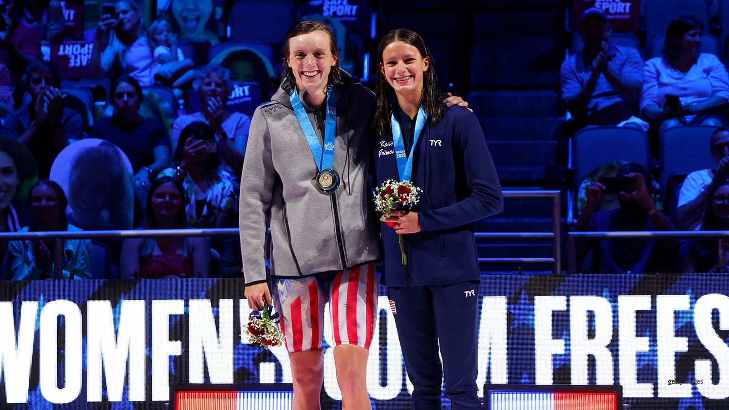 Katie Ledecky and Katie Grimes