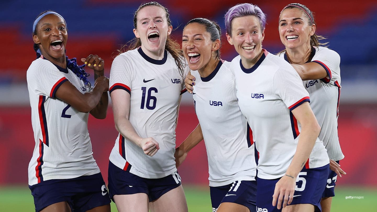 Crystal Dunn, Rose Lavelle, Christen Press, Megan Rapinoe and Alex Morgan c