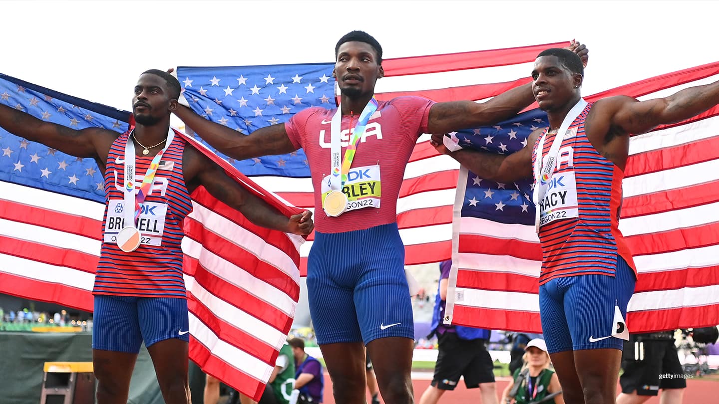Trayvon Bromell, Fred Kerley and Marvin Bracy-Williams