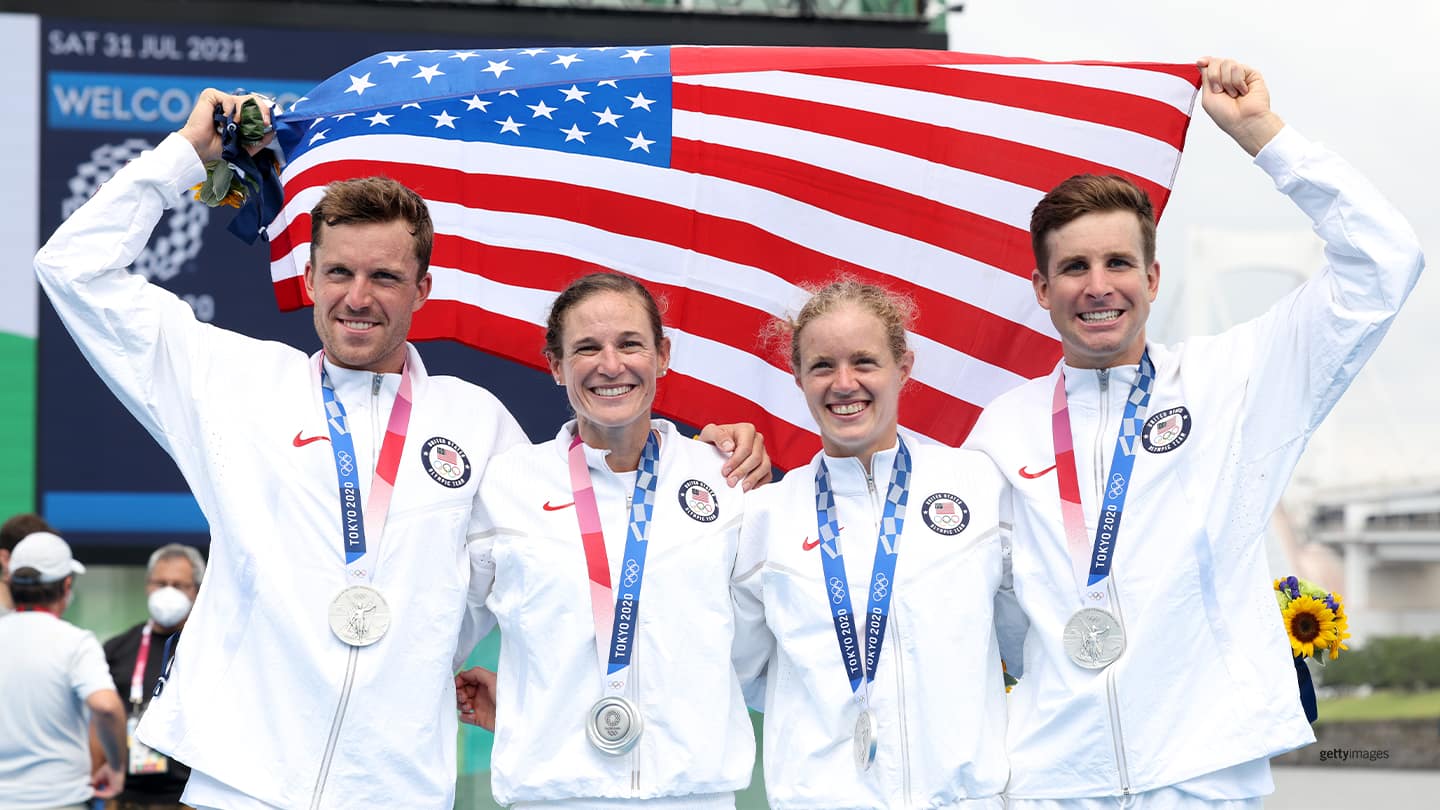 Katie Zaferes, Kevin McDowell, Taylor Knibb and Morgan Pearson