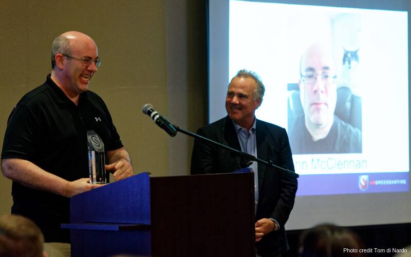 John McClennan accepts the USS President's Award