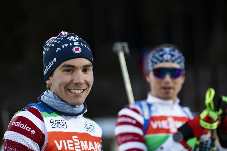 US Biathlete Jake Brown smiling, before the cancellation of his season due to COVID-19