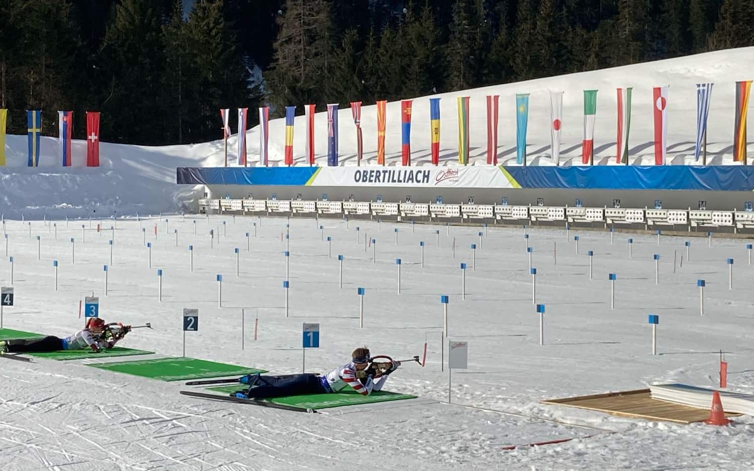 A U.S. athlete on the range in Obertilliach