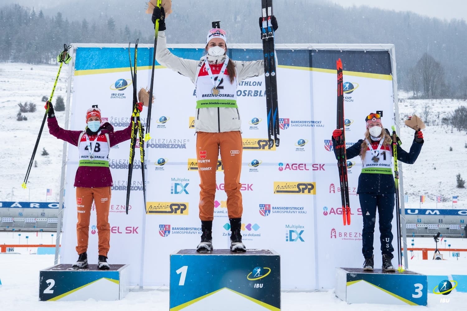 Maddie Phaneuf on the podium with her bronze medal
