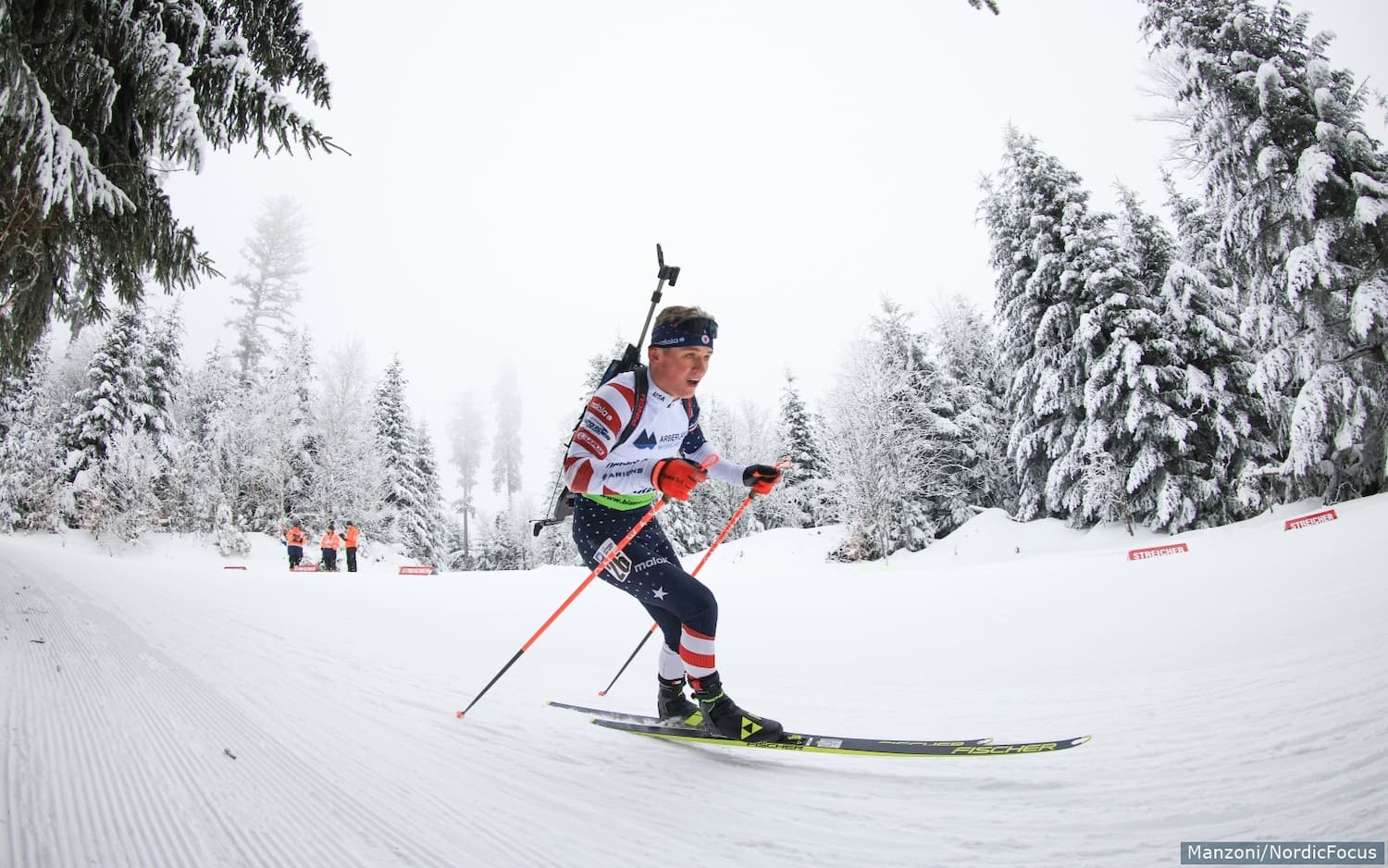 Vasek Cervenka races in the men's individual at the IBU Open European Championships in Arber, Germany, on January 26, 2022