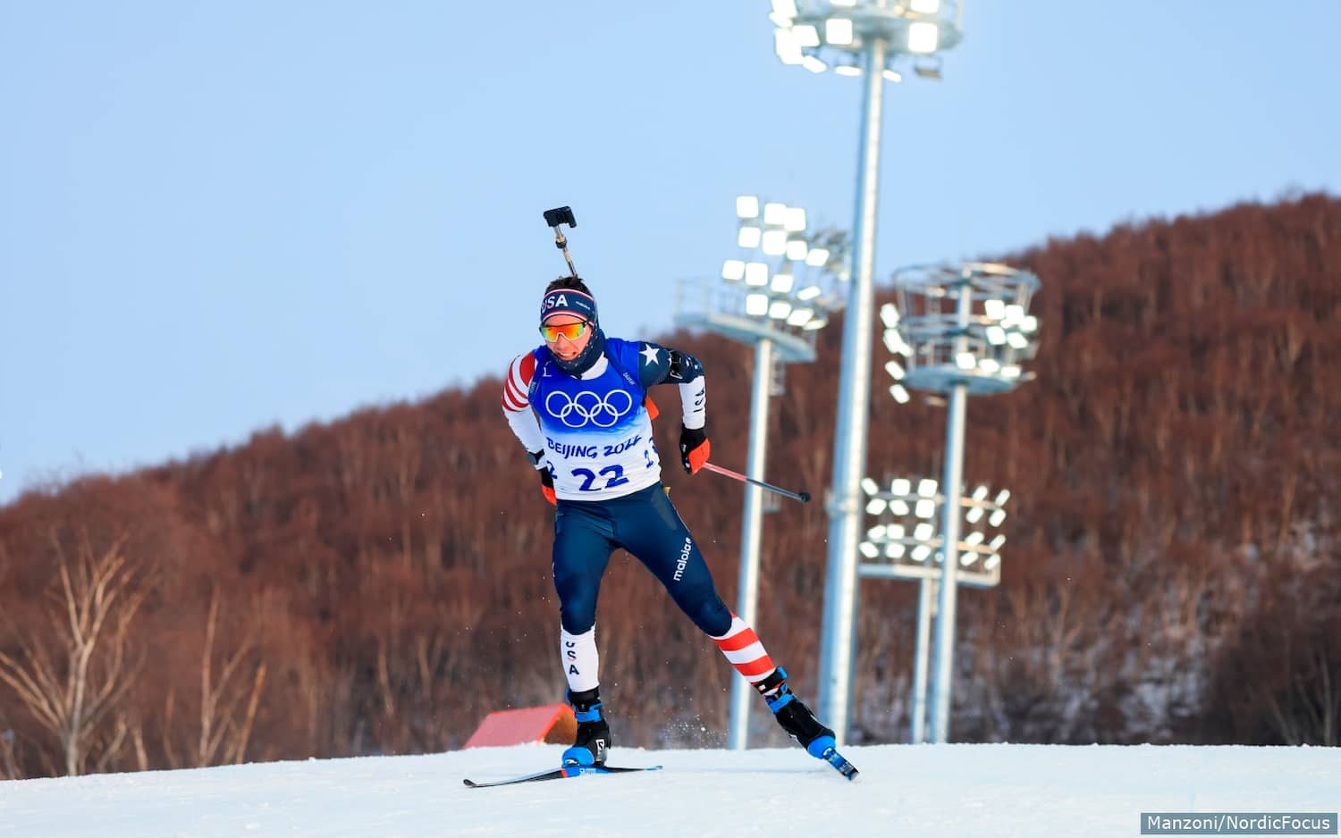 Jake Brown races in the men's sprint on Feb. 12 at the Beijing 2022 Winter Olympics