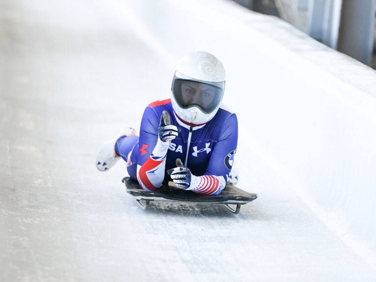 Kendall Wesenberg crosses the finish line