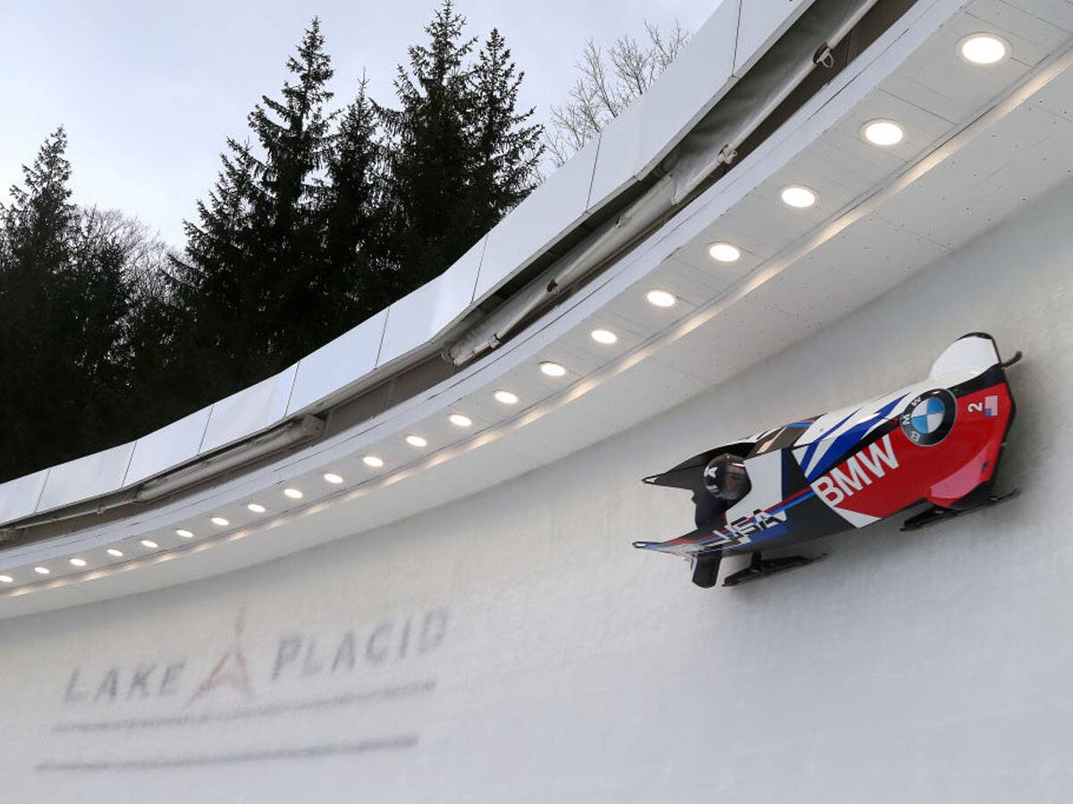 Bobsled going through corner