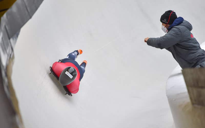 Austin Florian in a corner during a training run