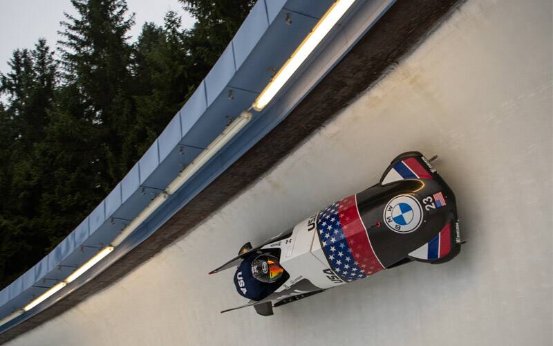 Codie Bascue during a training run in Altenberg