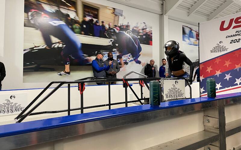 Sylvia Hoffman prepares at the start